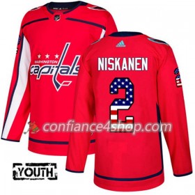 Adidas Maillot de Hockey Washington Capitals Matt Niskanen 2 2017-2018 Rouge USA Flag Fashion Authentic - Enfant